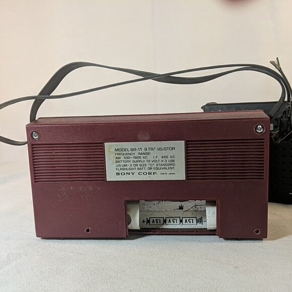 Sony 6R-11 9 Transistor Super Sensitive Radio Vintage Red TESTED WORKING Case - Picture 6 of 16